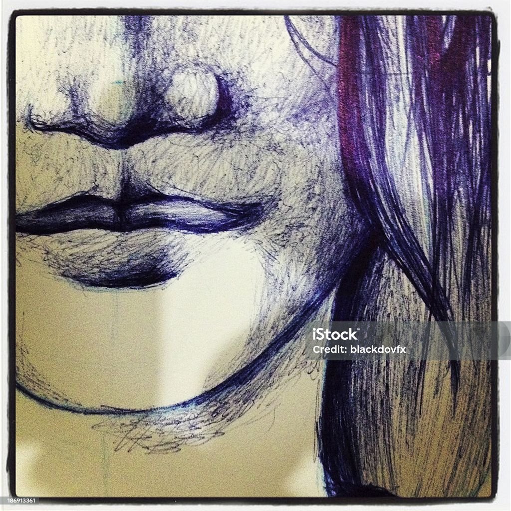 Zeichnung einer Frau Gesicht - Lizenzfrei Kunst Stock-Foto