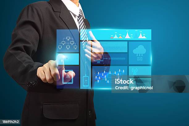 Touch Screen New Modern Computer And Business Strategy As Concep Stock Photo - Download Image Now