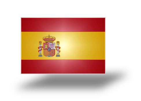 Flag of Spain with the coat of arms (stylized I).