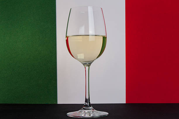 italian glass of wine center stock photo