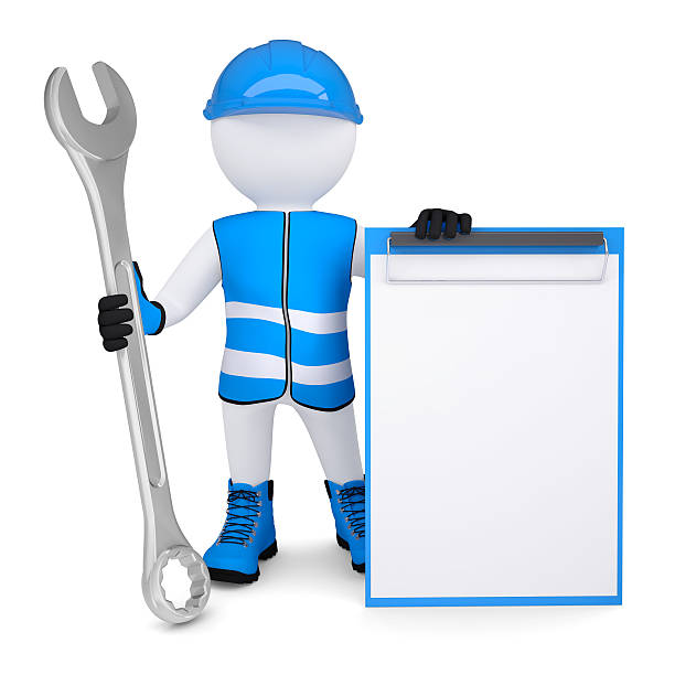 istock 3d man in overalls with wrench 186915014