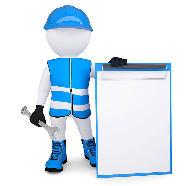 istock 3d man in overalls with wrench 186915140
