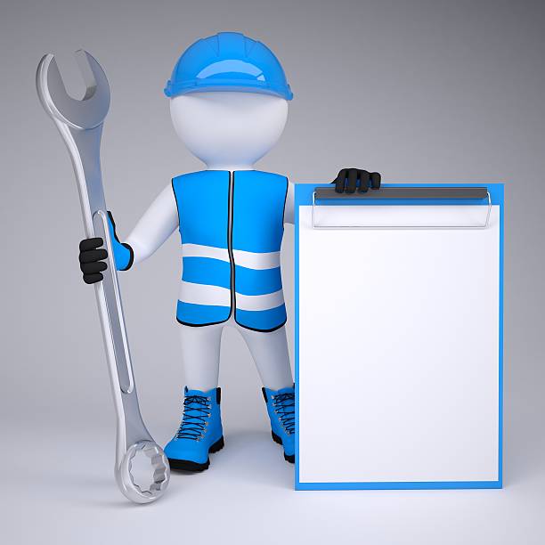 istock 3d man in overalls with wrench 186915299