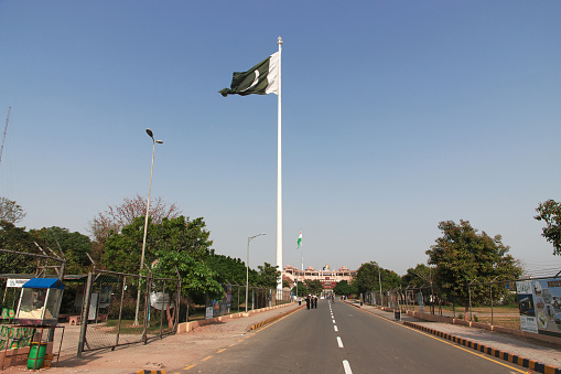 Lahore, Pakistan - 28 Mar 2021: Wagah Border close Lahore, Punjab province, Pakistan