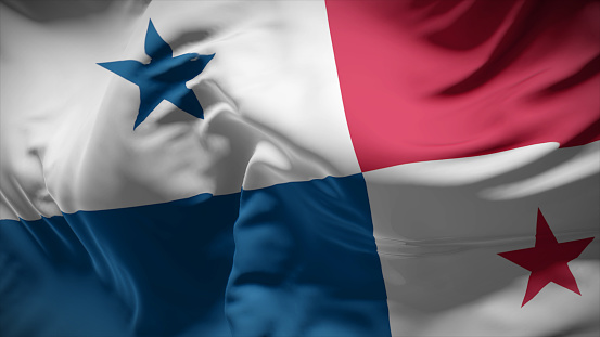 3d illustration flag of Panama. Close up waving flag of Panama.