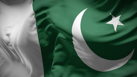 3d illustration flag of Pakistan. Close up waving flag of Pakistan.