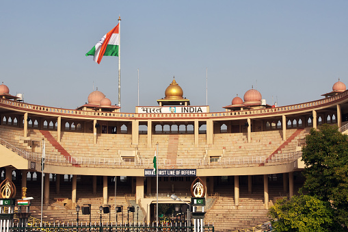 Lahore, Pakistan - 28 Mar 2021: Wagah Border close Lahore, Punjab province, Pakistan