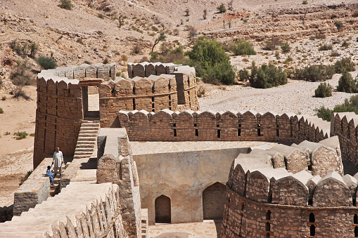 Ranikot Fort, Pakistan - 23 Mar 2021: Ranikot Fort, Great Wall of Sindh, vinatge ruins in Pakistan