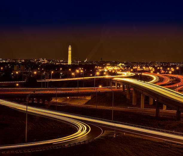 istock Landmark night view of highway traffic passing Washington DC 186920166