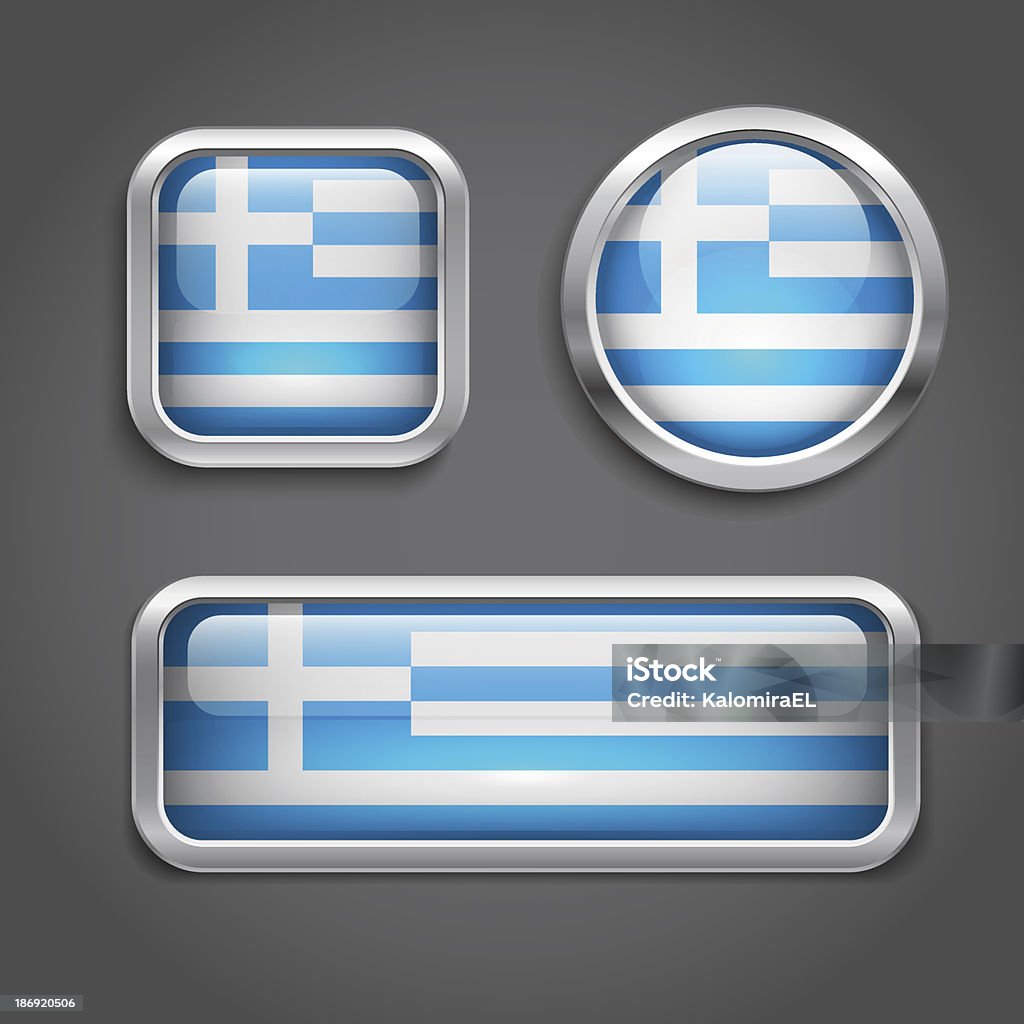 Grecia botones de bandera de vidrio - arte vectorial de Azul libre de derechos