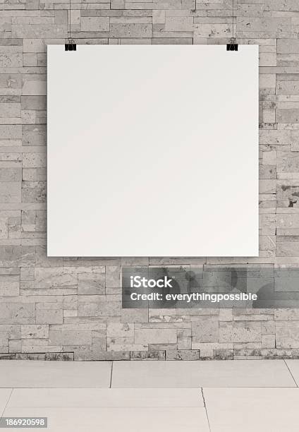 Blank Paper Card 3d On Composition Wall As Concept Stock Photo - Download Image Now - Abstract, Architecture, Backgrounds