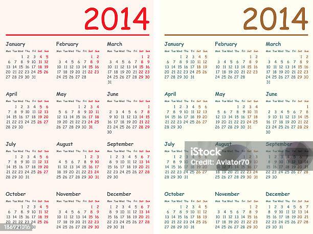 Calendar Design For 2014 Stock Photo - Download Image Now - 2014, Annual Event, Calendar