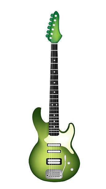 illustrations, cliparts, dessins animés et icônes de vert magnifique guitare électrique sur fond blanc - tabulature