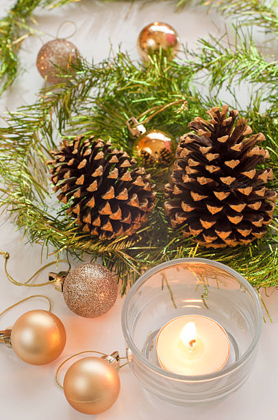 Christmas decoration with candles stock photo