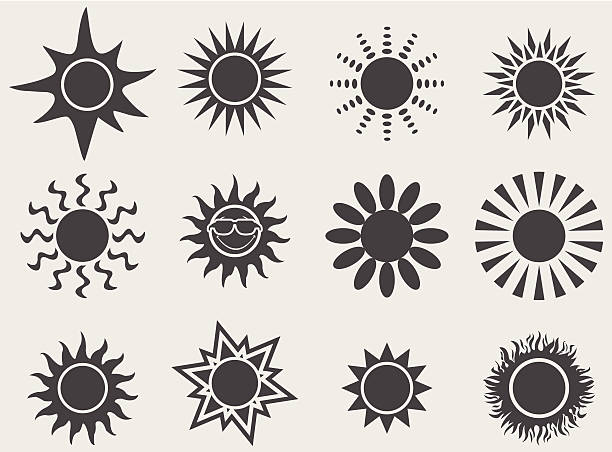 illustrazioni stock, clip art, cartoni animati e icone di tendenza di icone sole - sun flare