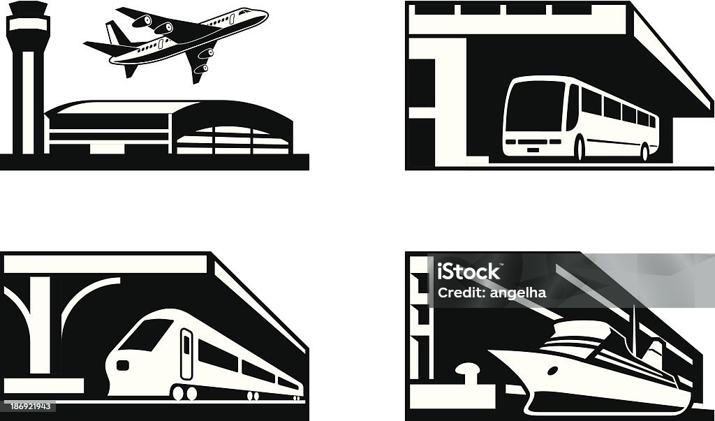 Las estaciones de transporte público en perspectiva - arte vectorial de Aeropuerto libre de derechos