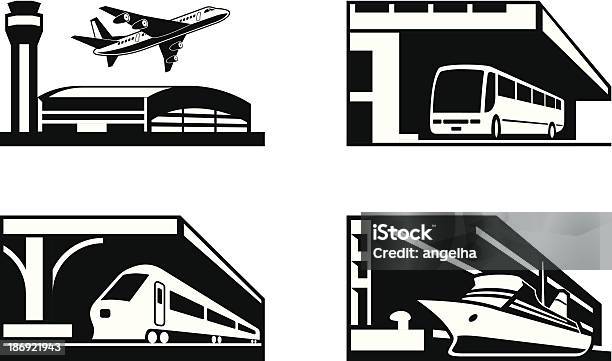 Места Общественного Транспорта В Перспективе — стоковая векторная графика и другие изображения на тему Автобус - Автобус, Автовокзал, Архитектура