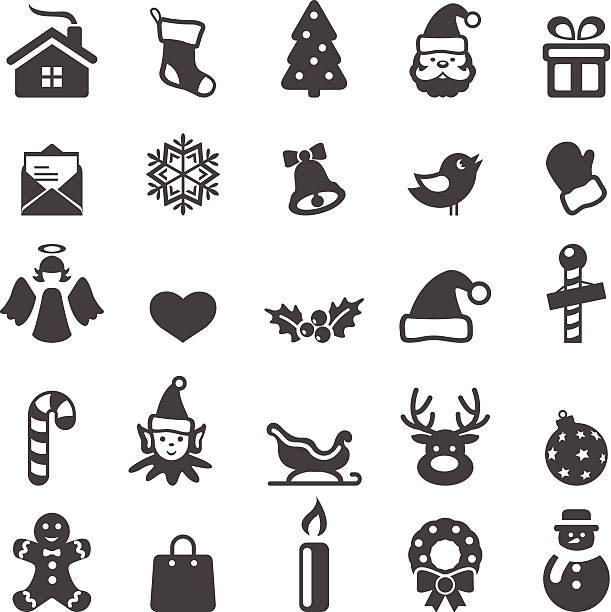 Christmas icons Christmas icons holiday and seasonal icons stock illustrations