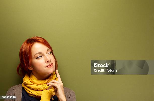 Young Caucasian Woman Thinking Stock Photo - Download Image Now - Adult, Adults Only, Chalkboard - Visual Aid