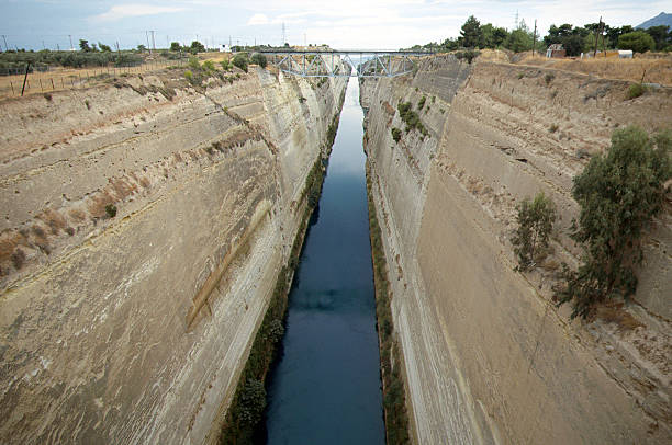 istock Overview of Corinth canal in Greece 186922531