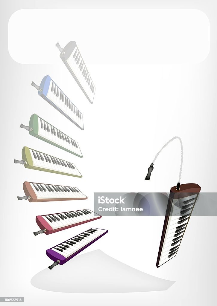 Bunte musikalische Melodica mit einem weißen Banner - Lizenzfrei Akkord Stock-Illustration