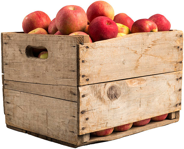 crate full of apples stock photo