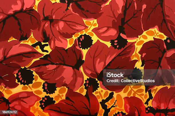 Antique Abstract Leaf Printed Wallpaper Stock Photo - Download Image Now - 1970-1979, Abstract, Antique