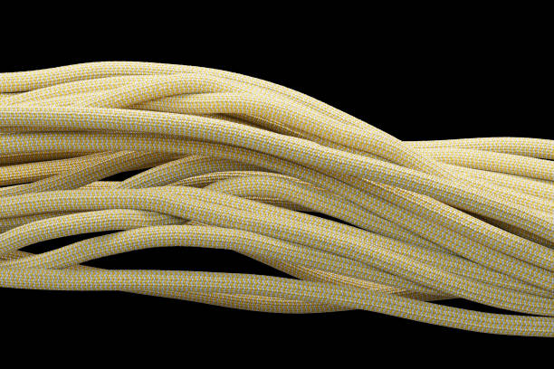 Colorful twisted ropes, paracords. 3d render.