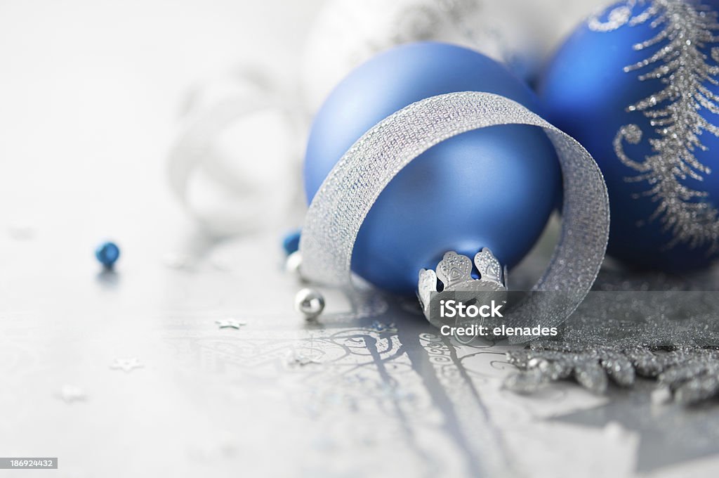 Blau und Silber Weihnachten Dekoration - Lizenzfrei Blau Stock-Foto