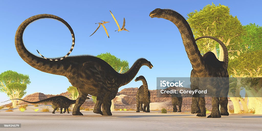 Apatosaurus 森林 - 飛ぶのロイヤリティフリーストックフォト