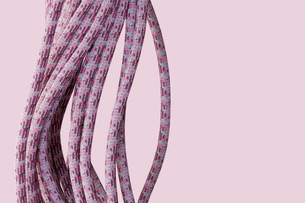 Colorful twisted ropes, paracords. 3d render.