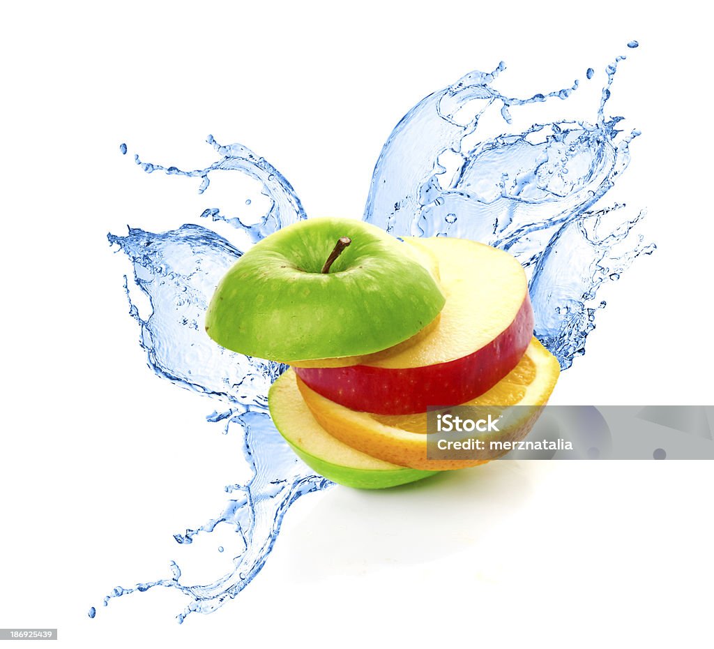 Mélange de fruits en splash d'eau - Photo de Agrume libre de droits