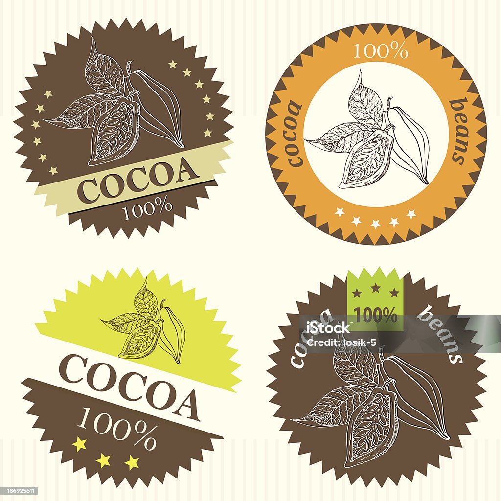 Cocoa bean label-Grafik - Lizenzfrei Blatt - Pflanzenbestandteile Vektorgrafik