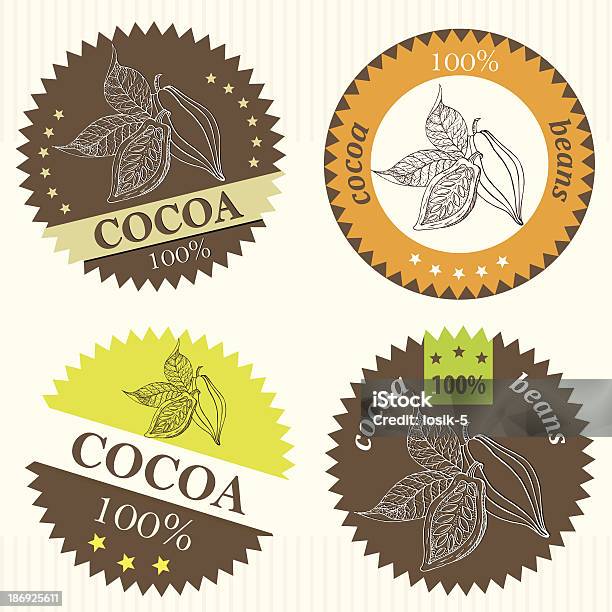 ココア豆ラベルイラストレーション - イラストレーションのベクターアート素材や画像を多数ご用意 - イラストレーション, オレンジ色, カカオの実