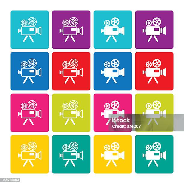 Video Movie Camera Vintage Icon Pack Isolated Background Stock Illustration - Download Image Now