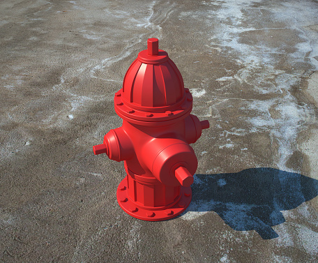 Fire Hydrant - Concrete Background - 3D Rendering