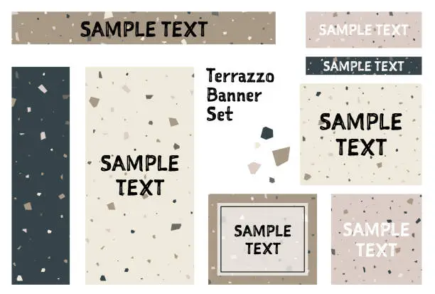 Vector illustration of Colorful terrazzo patterned banner set