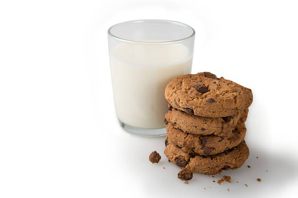 Milk and Cookies Isolated on a White Background
