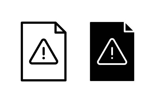 Vector illustration of Warning icon vector set. Outline document symbol
