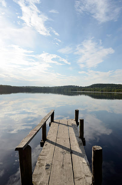 istock lake and the old wooden jetty 186928558