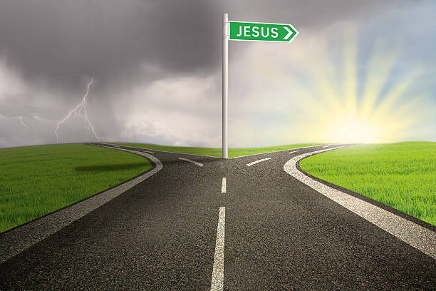 istock Two roads with one leading to Jesus 186928833