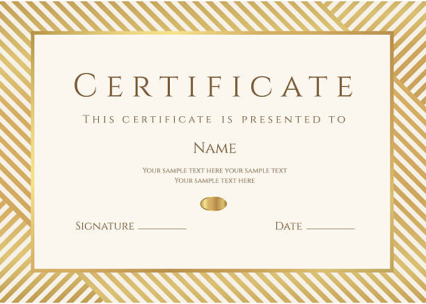 Certificate / Diploma template. Gold award background (stripy, lines pattern, frame) Similar Files: state school stock illustrations