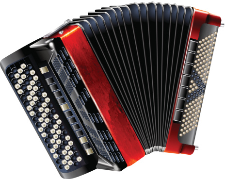 Classical bayan (accordion), isolated on white background
