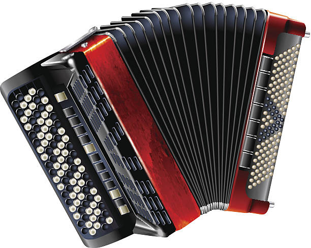 Classical bayan (accordion), isolated on white background vector art illustration