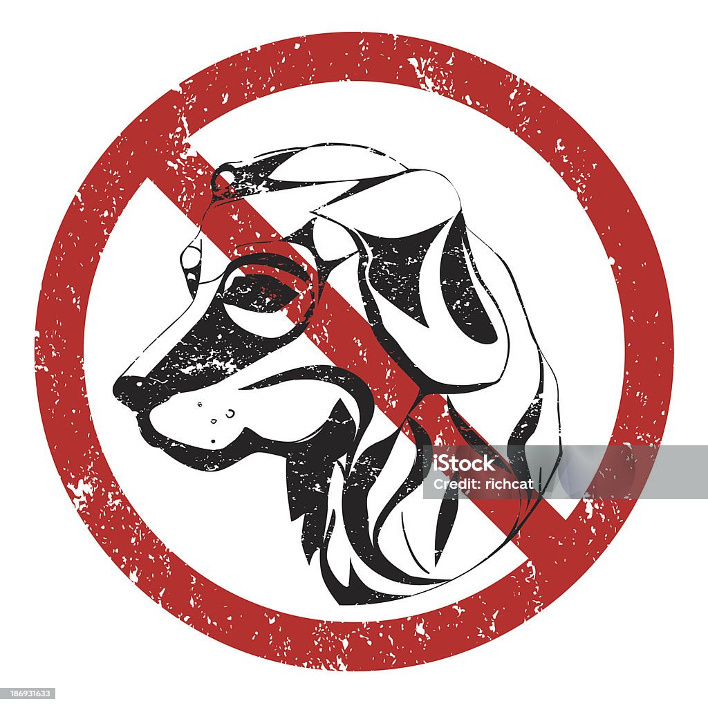 Dogs are forbidden Banning stamp, illustration of the forbidden acces with dogs Advice stock vector