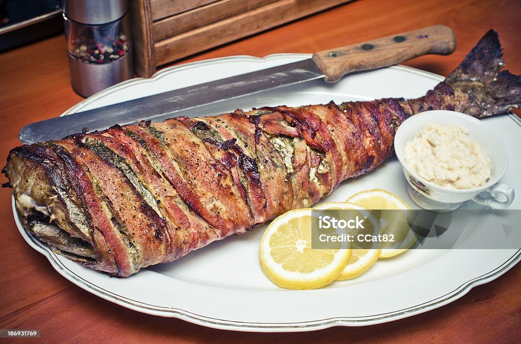 Peixe enroladas em bacon - Foto de stock de Bacon royalty-free