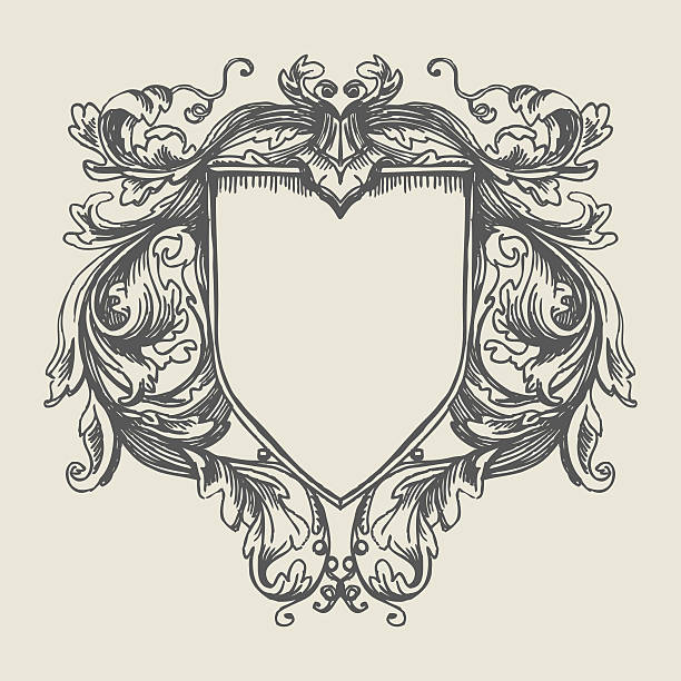 우아하다 바로크 화려한. 국가 문장 (coat of arms - pattern baroque style vector ancient stock illustrations