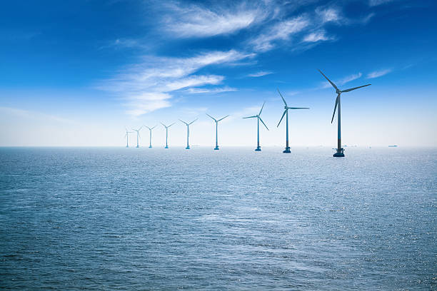 offshore wind farm offshore wind farm in shanghai in the east China sea. offshore wind farm stock pictures, royalty-free photos & images