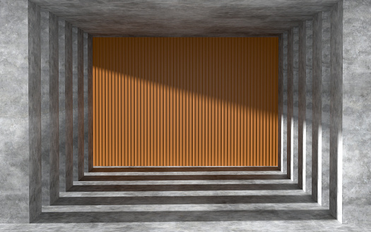 Empty concrete exhibition background. Digitally generated image. 3d render.