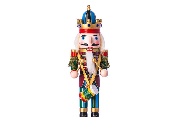 istock Nutcracker Christmas soldier on white background, toy figurine 1869345293